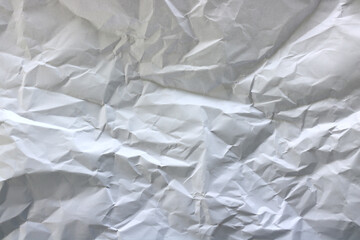 White background Wrinkled paper, top view