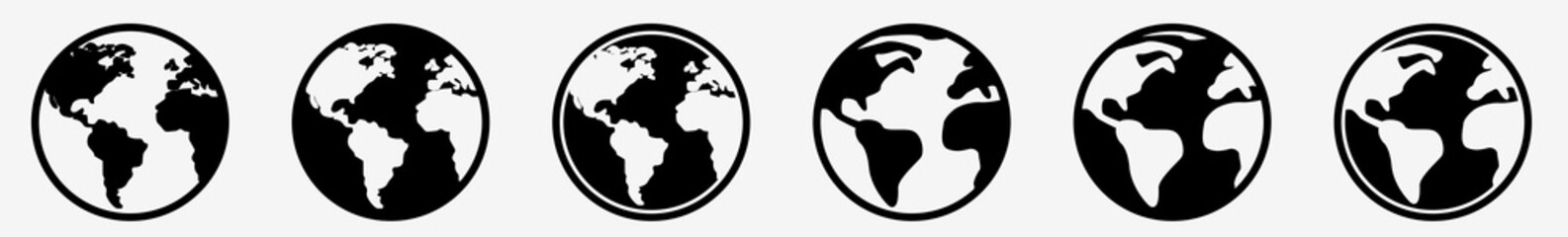 Planet Earth Icon Set | World Globe Vector Illustration Logo | Earth Globe Icons Isolated Collection