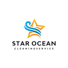 Star And Wave Logo Design Vector