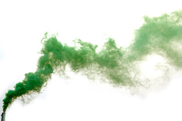 Fototapeta na wymiar puffs of green smoke on a white background