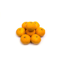 Tangerines on a white background, isolated, copy space, top view, close-up