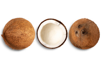 Fresh Raw Coconut ripe on isolated background 