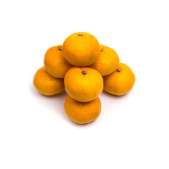 Tangerines on a white background, isolated, copy space, top view, close-up
