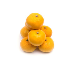 Tangerines on a white background, isolated, copy space, top view, close-up