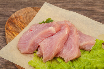 Raw turkey breast steak for cooking