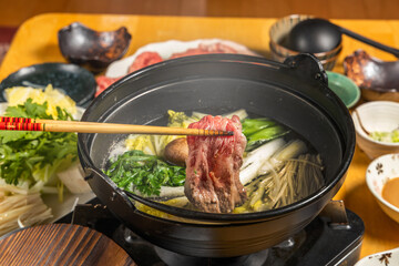 高級和牛しゃぶしゃぶと専用鍋　 Shabu-shabu japanese food