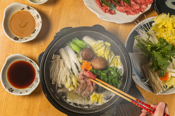 高級和牛しゃぶしゃぶと専用鍋　 Shabu-shabu japanese food