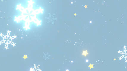 Fototapeta na wymiar Glowing snowflakes and stars background. 3d rendering picture.