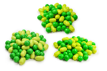 Green chewing gum isolated on white background.