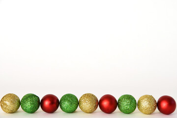Christmas balls on white background
