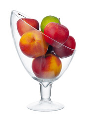 Glass bowl for fruits storage isolated on white