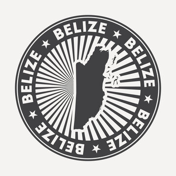 Belize round logo. Vintage travel badge with the circular name and map of country, vector illustration. Can be used as insignia, logotype, label, sticker or badge of the Belize.