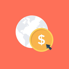 
A network circle with dollar sign in this icon expliciting the online payments idea.
