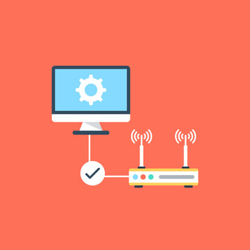 
This flat icon showing the internet connection and tools attached to system seems to get settings representing the concept of internet settings. 

