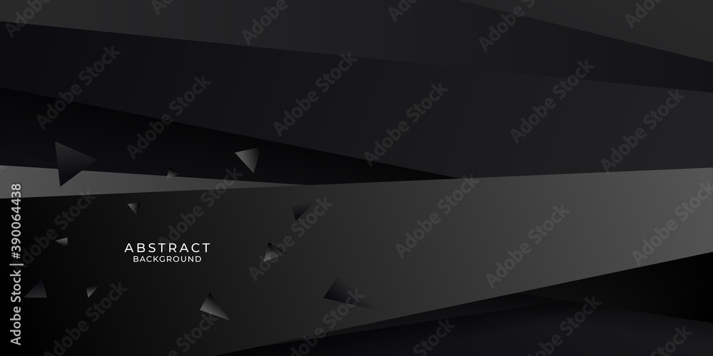Poster black abstract background with 3d overlap layers and blank copy space for text. vector illustration 