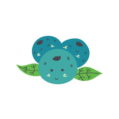 Cute blueberry. Vector isolated in hand drawn berry 