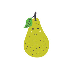 Cute fruit pear. Vector isolated in hand drawn fruit