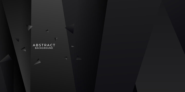 Black abstract background with 3D overlap layers and blank copy space for text. Vector illustration design for business presentation, banner, cover, web, flyer, card, poster, game, texture, slide, mag