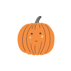 Cute pumpkin vegetable. Vector isolated in hand drawn vegetable