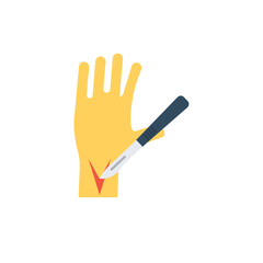 Fototapeta premium Hand injury, icon symbolising disorder of the hand 