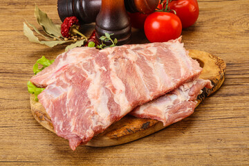 Raw pork ribs for cooking