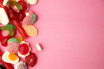 candy, sugar on pink background