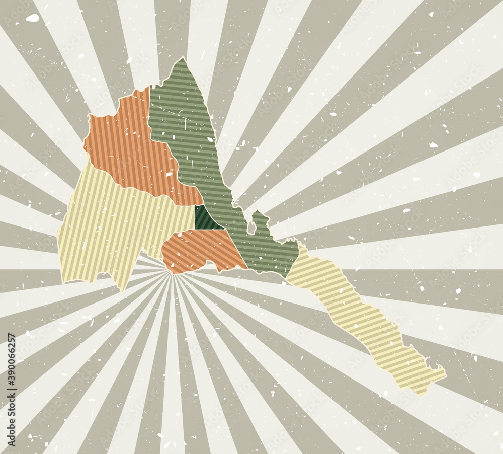 Poster eritrea vintage map. grunge poster with map of the country in retro color palette. shape of eritrea 