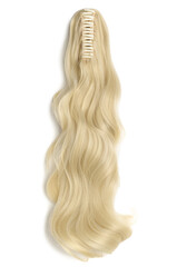 Claw clip in blonde wavy synthetic ponytail hair extensions