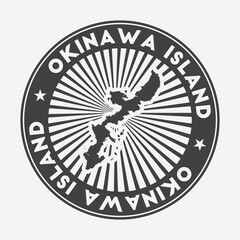 Okinawa Island round logo. Vintage travel badge with the circular name and map of island, vector illustration. Can be used as insignia, logotype, label, sticker or badge of the Okinawa Island.