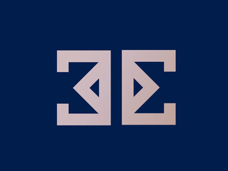 EE monogram logo. Letter e creative typographic icon.Lettering sign.Geometric alphabet initials isolated on dark background. Modern, web, tech, corporate style characters for company branding.