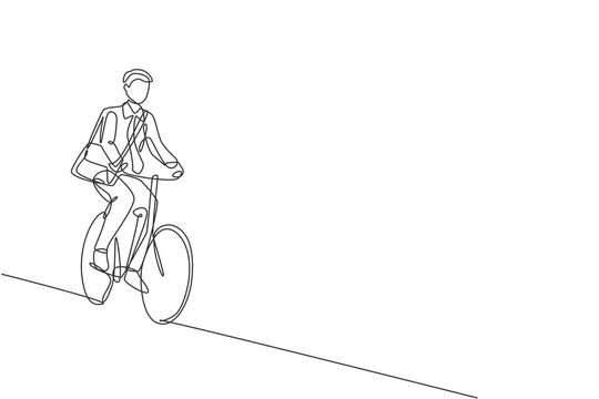 man riding bicycle single line art clip art preview