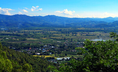Fototapeta na wymiar Chiang Rai, Thailand - View from Wat Tha Ton