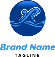 Blue wave Logo illustration. flowing liquid water symbol icon vector template