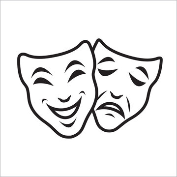 comedy and tragedy theater masks vector template