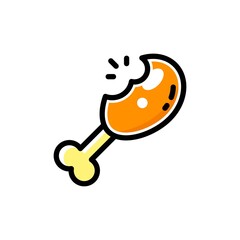 chicken leg icon in filled line style isolated on white background. EPS 10