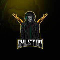 Skeleton esport mascot logo design