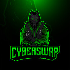 Cyberswap gunner esport mascot logo 