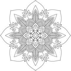 Easy Mandala coloring book simple and basic for beginners, seniors and children. Set of Mehndi flower pattern for Henna drawing and tattoo. Decoration in ethnic oriental, Indian style.