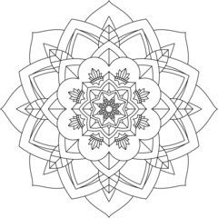 Easy Mandala coloring book simple and basic for beginners, seniors and children. Set of Mehndi flower pattern for Henna drawing and tattoo. Decoration in ethnic oriental, Indian style.
