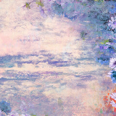 Purple floral wall textured background