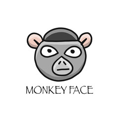 Funny monkey face. Sketch for your design. Childish style