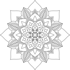 Easy Mandala coloring book simple and basic for beginners, seniors and children. Set of Mehndi flower pattern for Henna drawing and tattoo. Decoration in ethnic oriental, Indian style.