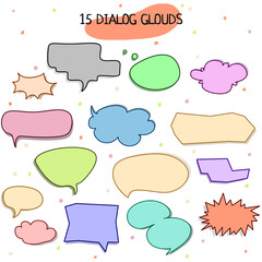 Speech frames. Speak bubble set with speaking talk comic clouds bubbly oval for chat text vector dialogue set
