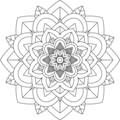 Easy Mandala coloring book simple and basic for beginners, seniors and children. Set of Mehndi flower pattern for Henna drawing and tattoo. Decoration in ethnic oriental, Indian style.