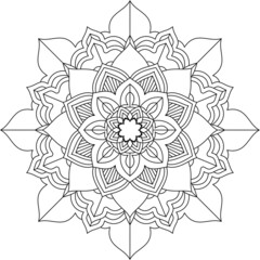 Easy Mandala coloring book simple and basic for beginners, seniors and children. Set of Mehndi flower pattern for Henna drawing and tattoo. Decoration in ethnic oriental, Indian style.