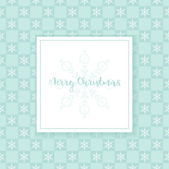 Obraz premium Christmas seamless pattern with snowflakes in squares. Greeting card on abstract background. Vector illustration