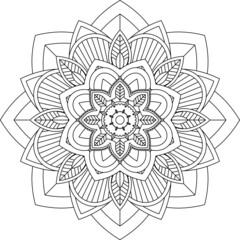 Easy Mandala coloring book simple and basic for beginners, seniors and children. Set of Mehndi flower pattern for Henna drawing and tattoo. Decoration in ethnic oriental, Indian style.