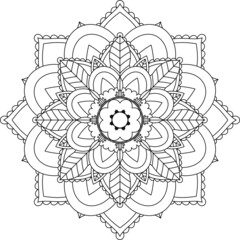 Easy Mandala coloring book simple and basic for beginners, seniors and children. Set of Mehndi flower pattern for Henna drawing and tattoo. Decoration in ethnic oriental, Indian style.