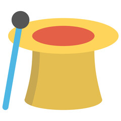 
Magician hat and wand, magician costume 
