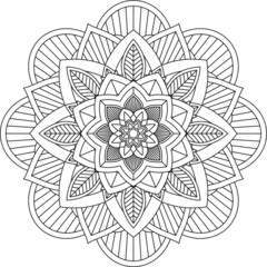 Easy Mandala coloring book simple and basic for beginners, seniors and children. Set of Mehndi flower pattern for Henna drawing and tattoo. Decoration in ethnic oriental, Indian style.